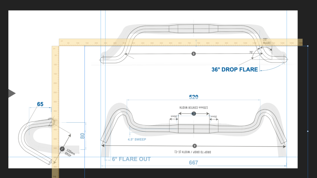 handlebar profiles overlayed with each other